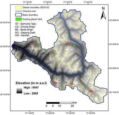 Identification of Potential Sites for Future Lake Formation and Expansion of Existing Lakes in Glaciers of Chandra Basin, Western Himalayas, India